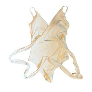Aerie white full coverage wrap one piece bathing suit in women’s size M long